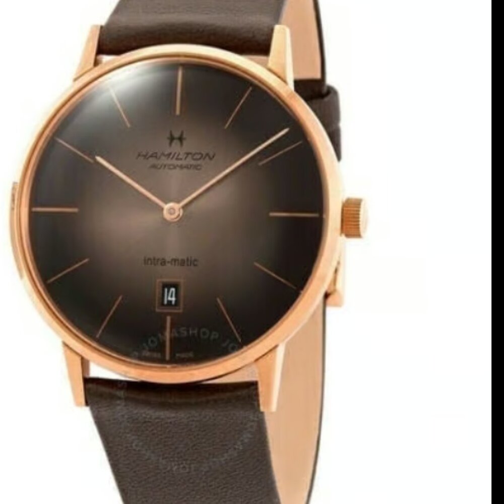 HAMILTON INTRA-MATIC 42mm Automatic Brown Dial Leather Men's Watch H38745501